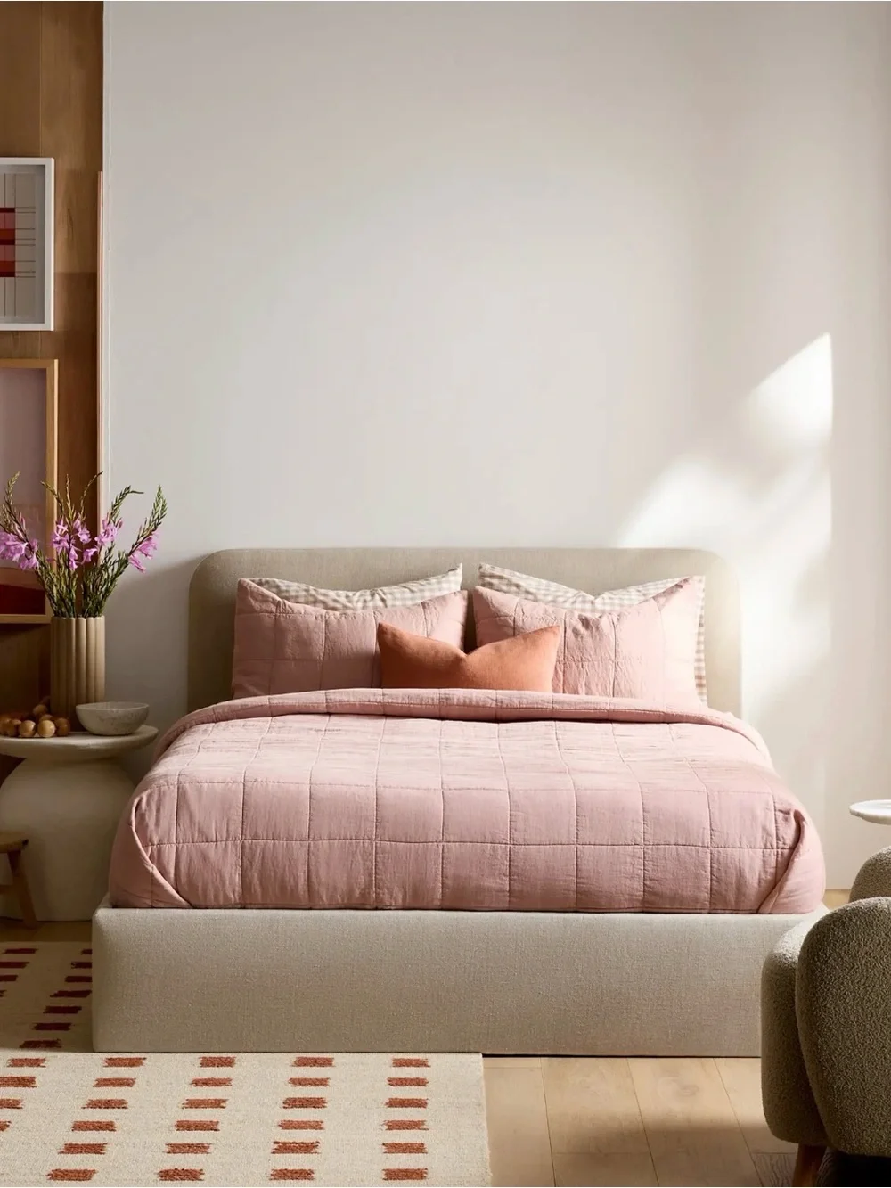 Quince Dusty Mauve Lightweight Box Quilted Sham Set – Standard/Queen 20x26”